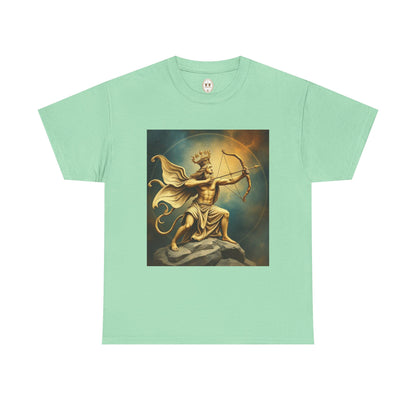 Unisex Heavy Cotton T-Shirt, Sagittarius King, Bow & Arrow, Zodiac Design