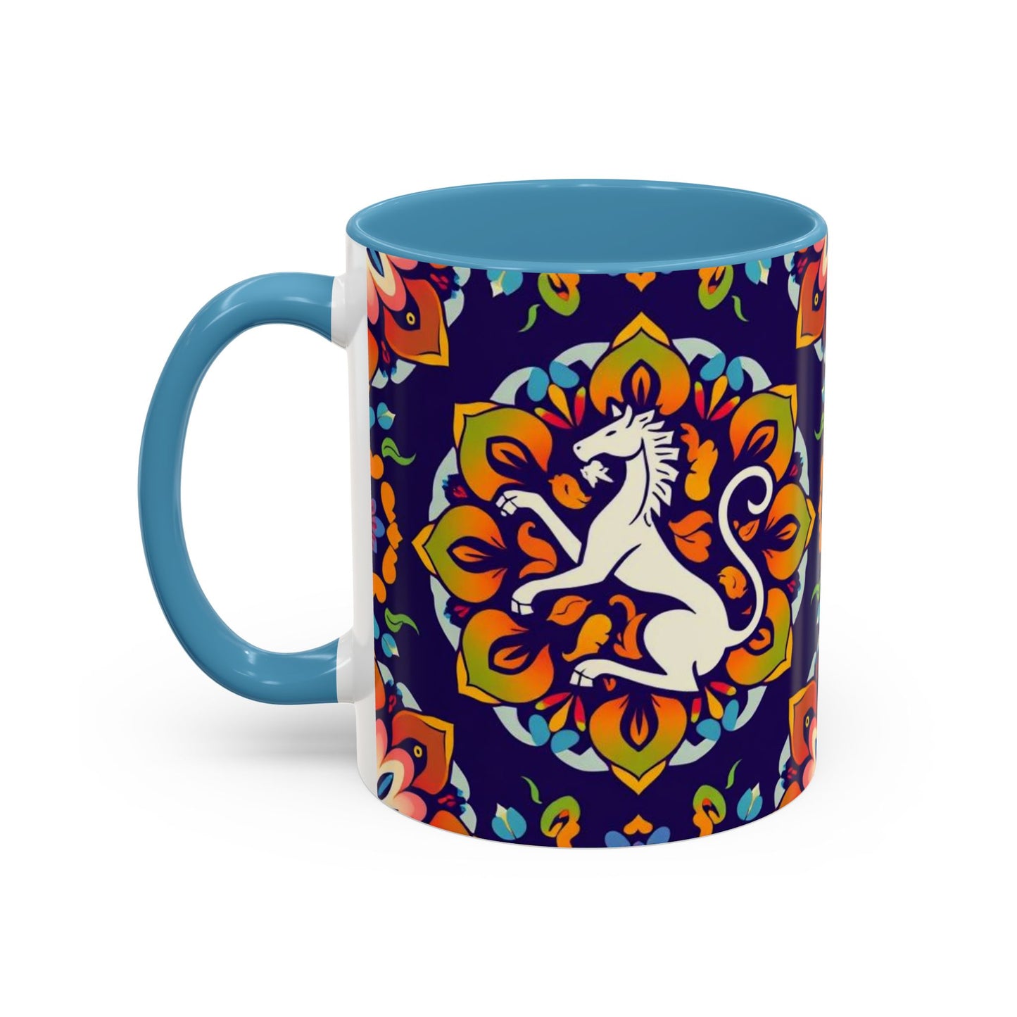 Accent Coffee Mug, Virgo, Zodiac v4. Flower Pattern, (11, 15oz)