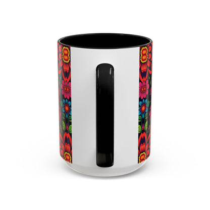 Accent Coffee Mug, Cancer, Zodiac v4, Flower Pattern, (11, 15oz)