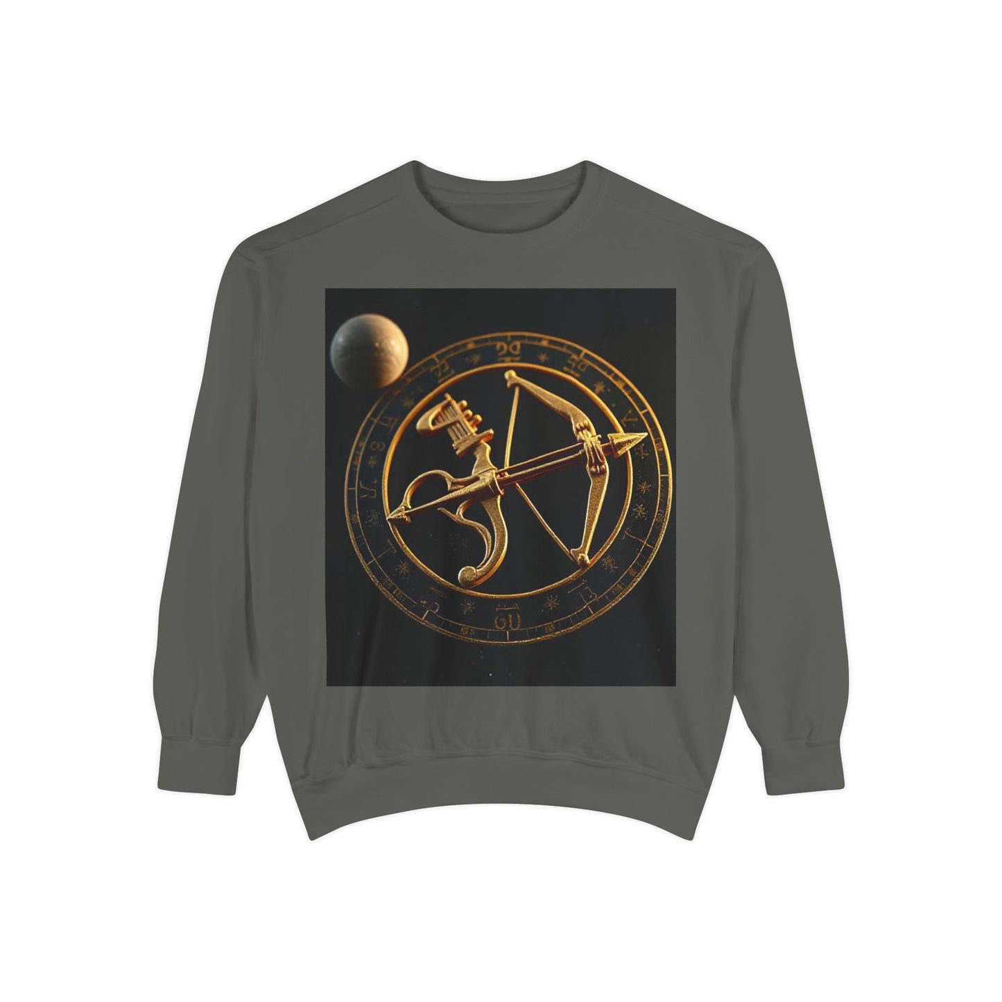 Garment-Dyed Sweatshirt, Unisex, Space Symbol Design, Sagittarius