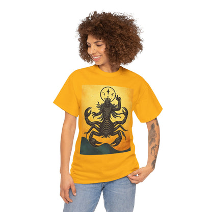 Unisex Heavy Cotton T-Shirt, Scorpion King, Print Art v1, Scorpio Zodiac Design