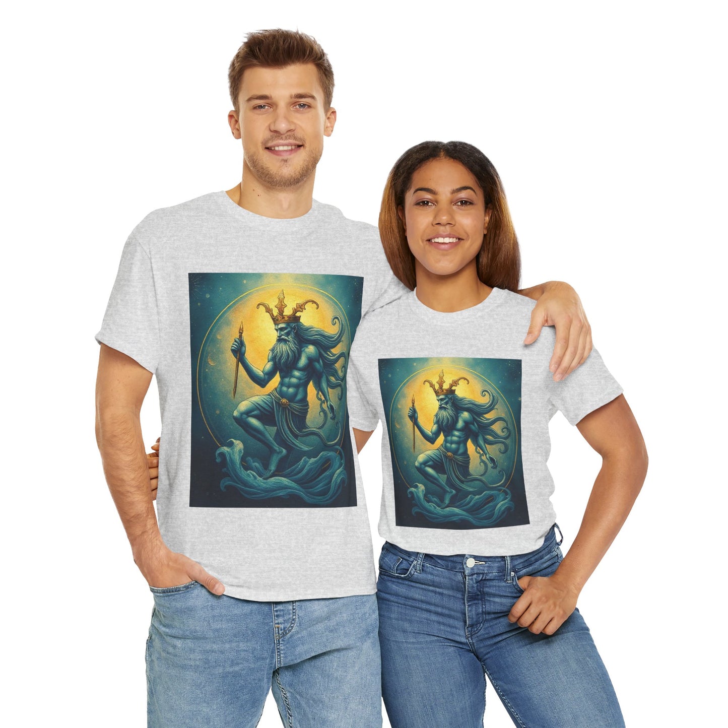 Unisex Heavy Cotton T-Shirt, Aquarius God 1, Zodiac Design