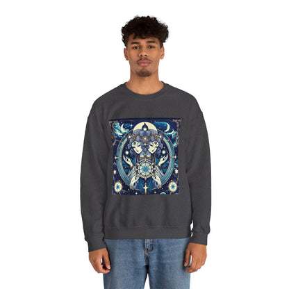 Unisex Heavy Blend™ Crewneck Sweatshirt,Twin Body, Gemini Zodiac Design