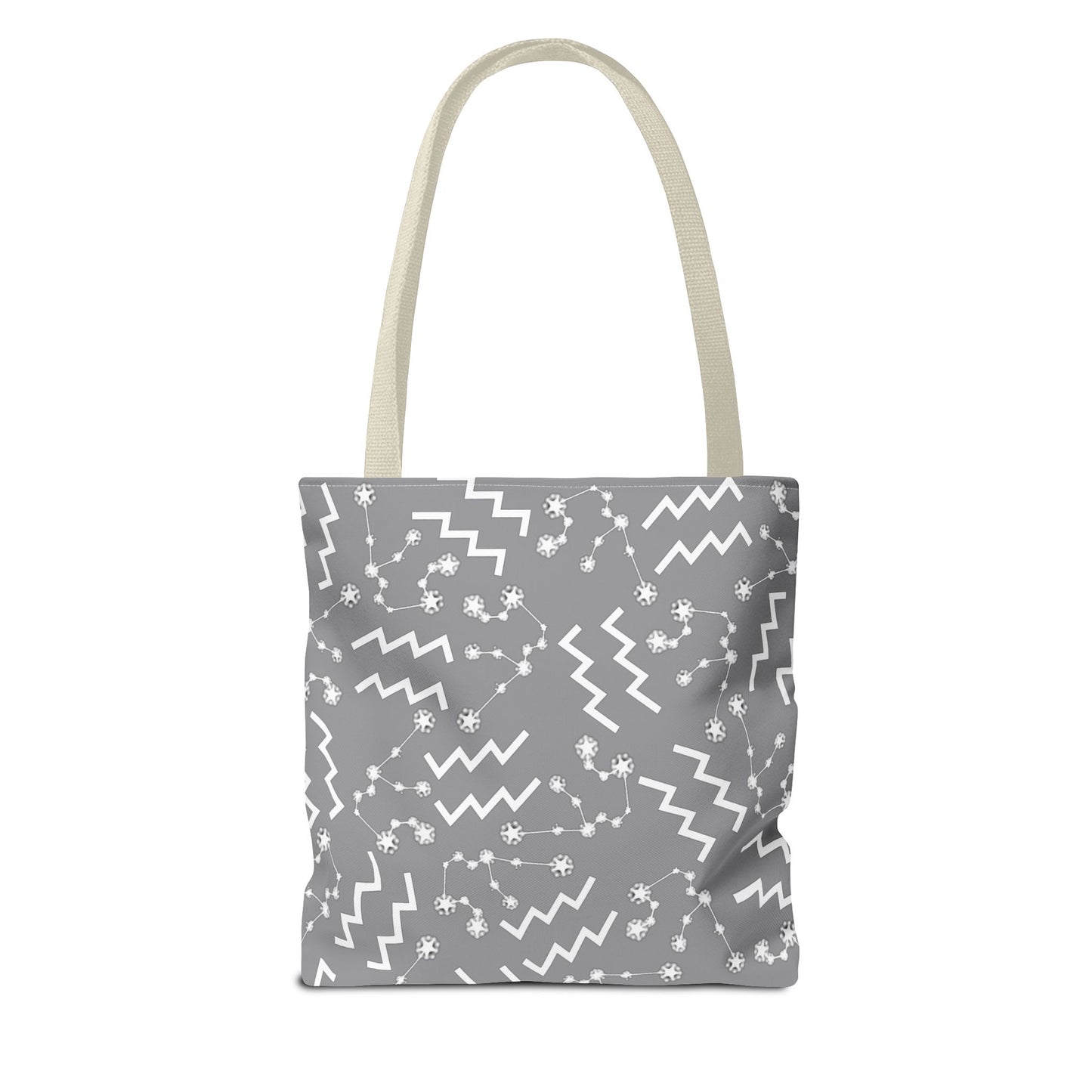 Tote Bag, Aquarius Zodiac Sign, AOP, (Grey, White)