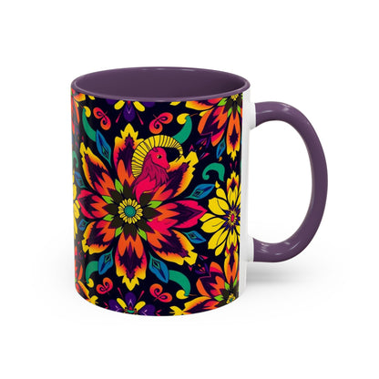 Accent Coffee Mug, Capricorn, Zodiac v4, Flower Pattern, (11, 15oz)