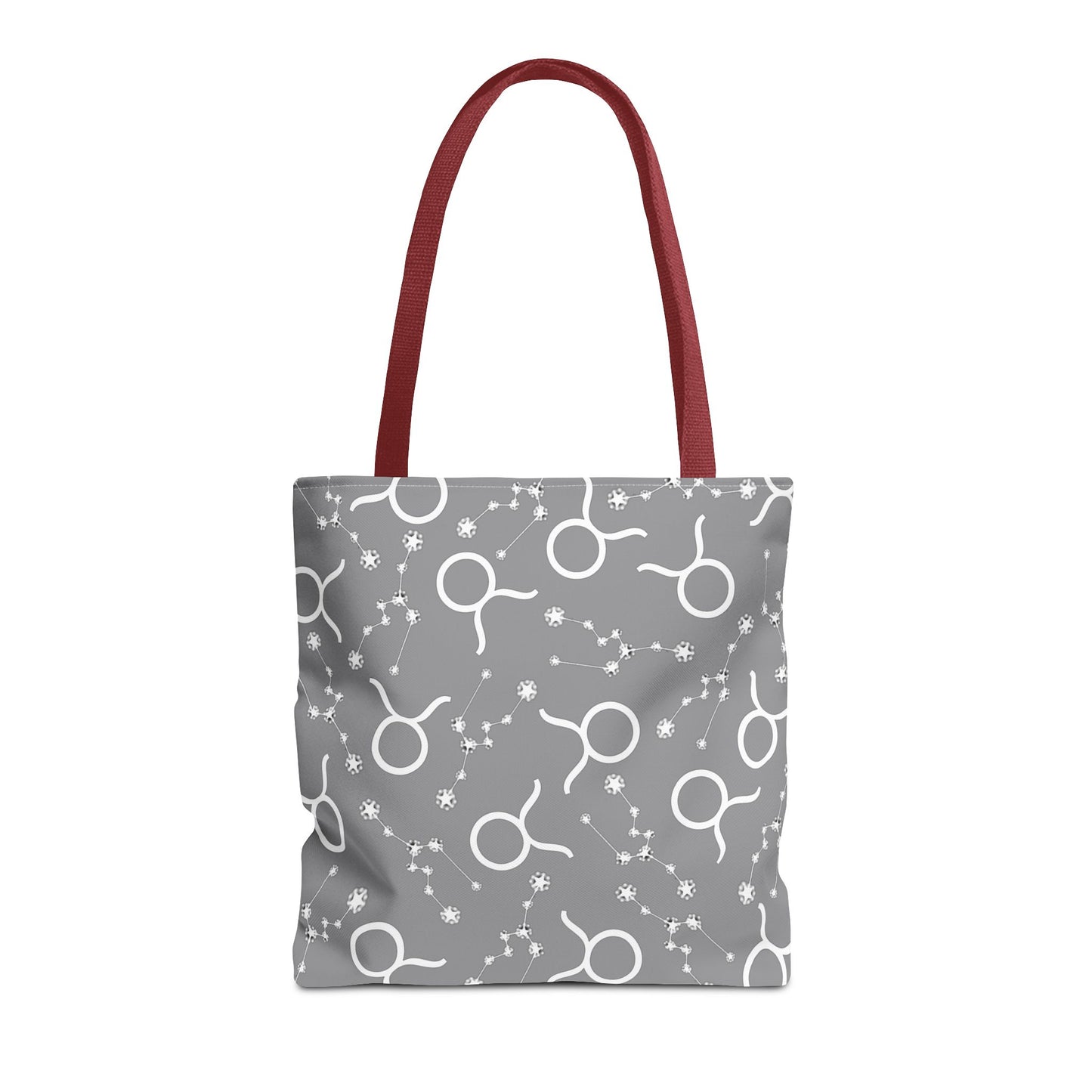 Tote Bag, Taurus Zodiac Sign, AOP, (Grey, White)