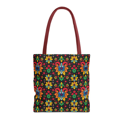 Tote Bag, (AOP), Aries, Zodiac v3, Flower Pattern