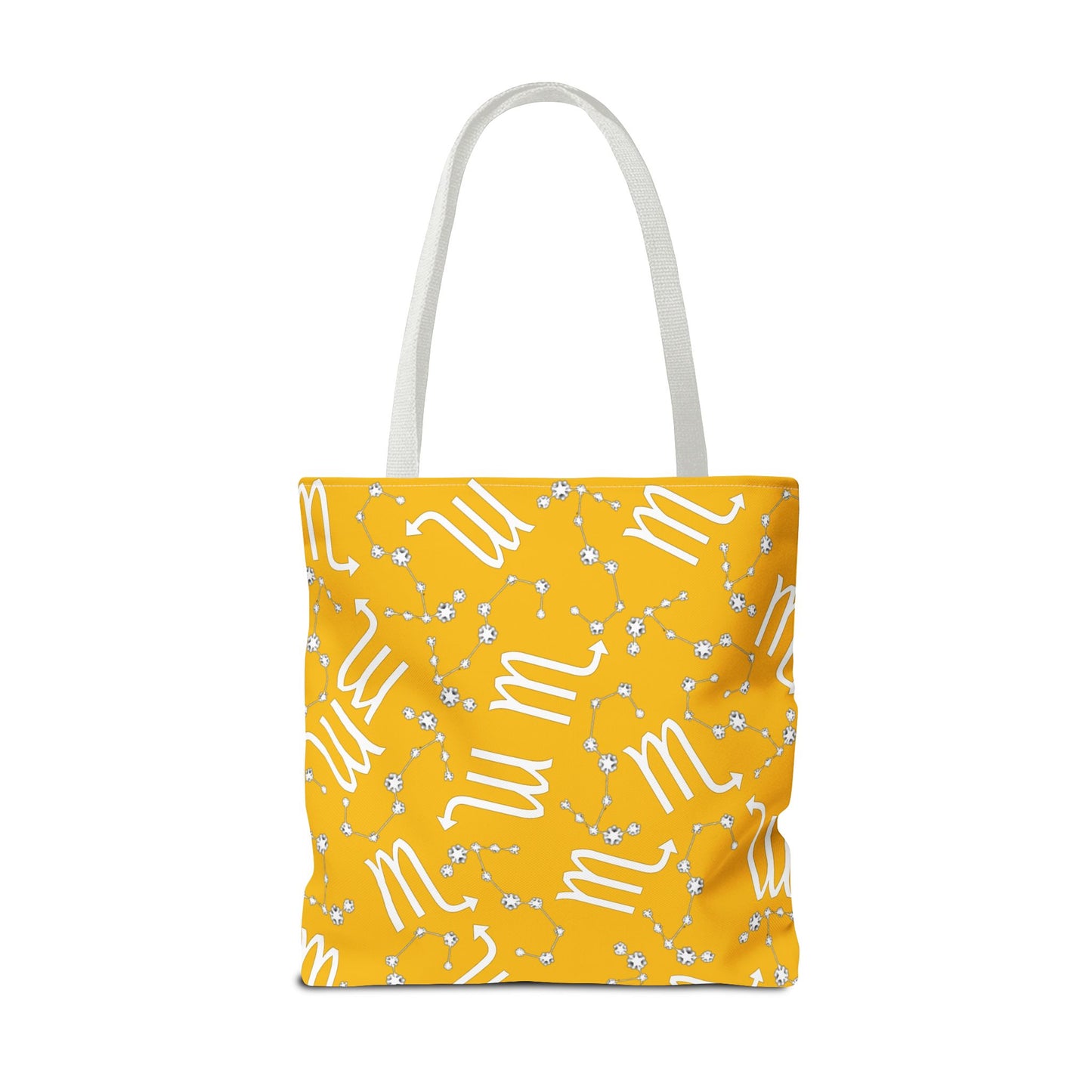 Tote Bag, Scorpio Zodiac Sign, AOP, (Yellow, White)