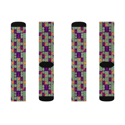 Sublimation Socks, Aquarius, Zodiac v2, Shapes Pattern