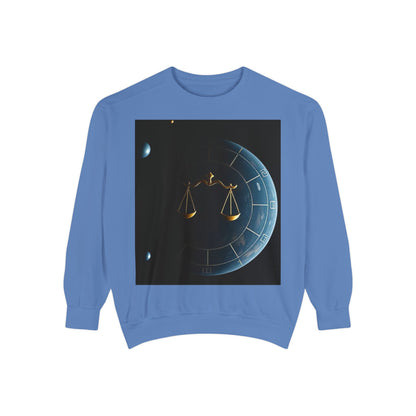 Garment-Dyed Sweatshirt, Unisex, Space Animal Design v1, Libra