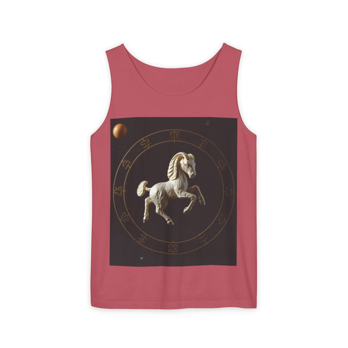 Unisex Garment-Dyed, Tank Top, Capricorn Design, Space Animal, 100% US cotton