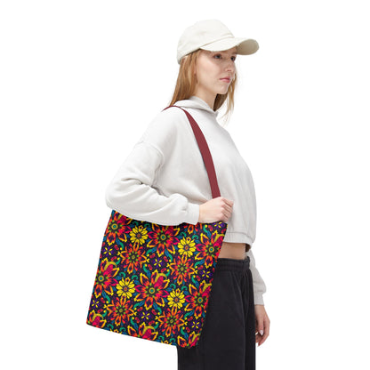 Tote Bag, (AOP), Capricorn, Zodiac, Flower Pattern