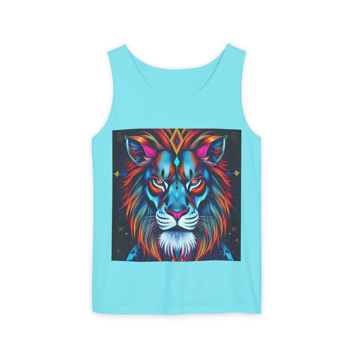 Unisex Garment-Dyed, Tank Top, Leo, Pop Art v1, 100% US cotton