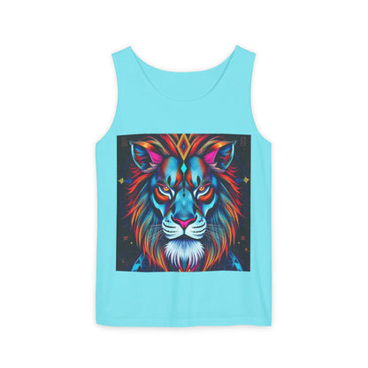 Unisex Garment-Dyed, Tank Top, Leo, Pop Art v1, 100% US cotton
