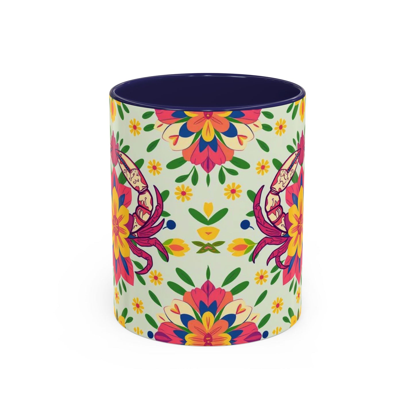 Accent Coffee Mug, Cancer, Zodiac v3, Flower Pattern, (11, 15oz)