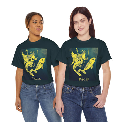Unisex Heavy Cotton T-Shirt, Pisces Queen, Zodiac Design