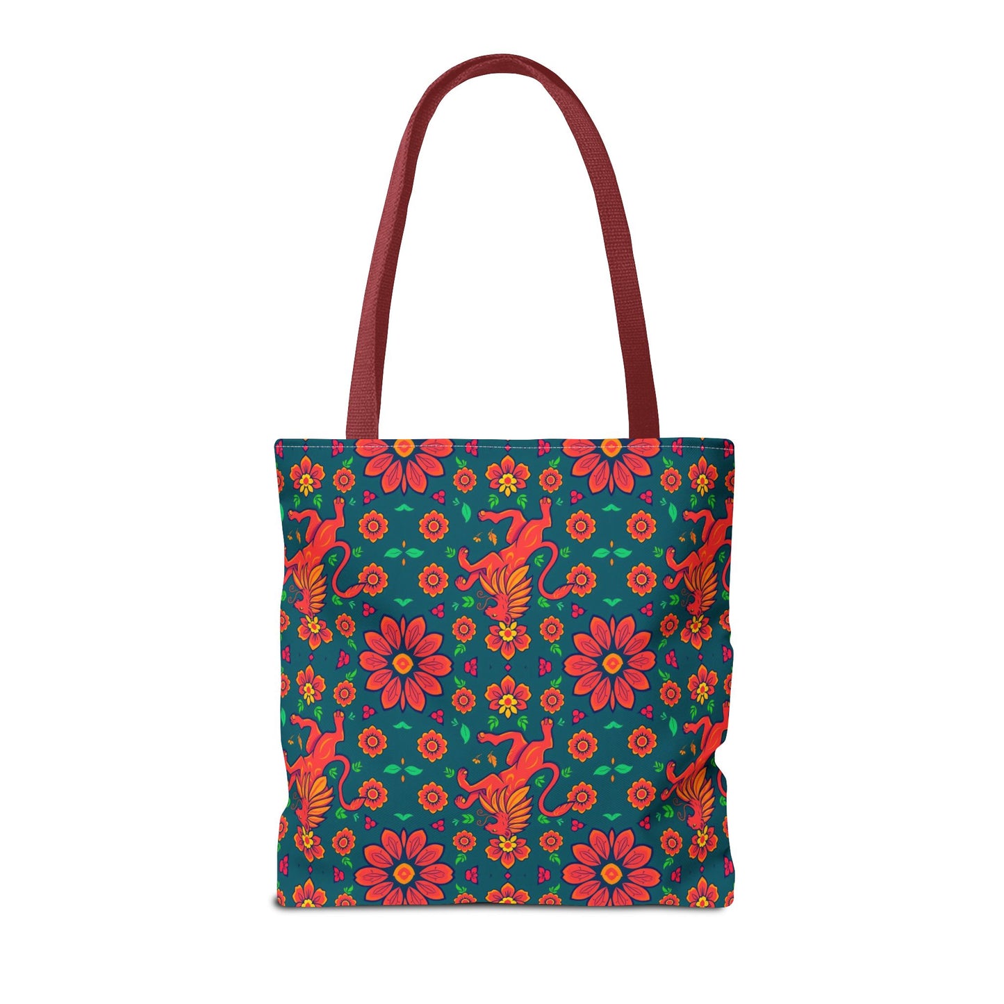Tote Bag, (AOP), Leo, Zodiac v4, Flower Pattern