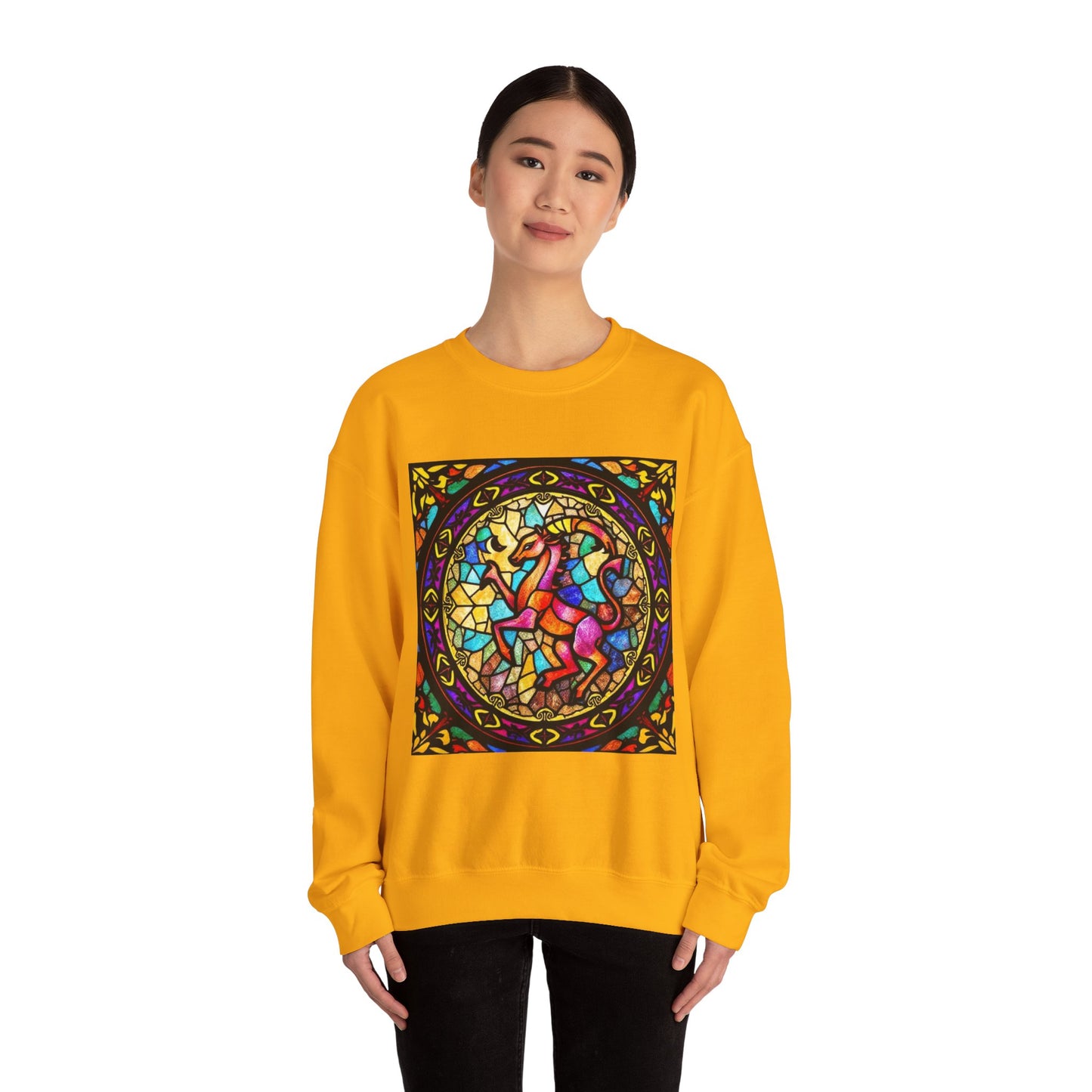 Unisex Heavy Blend™ Crewneck Sweatshirt, Glass, Aries Zodiac Design