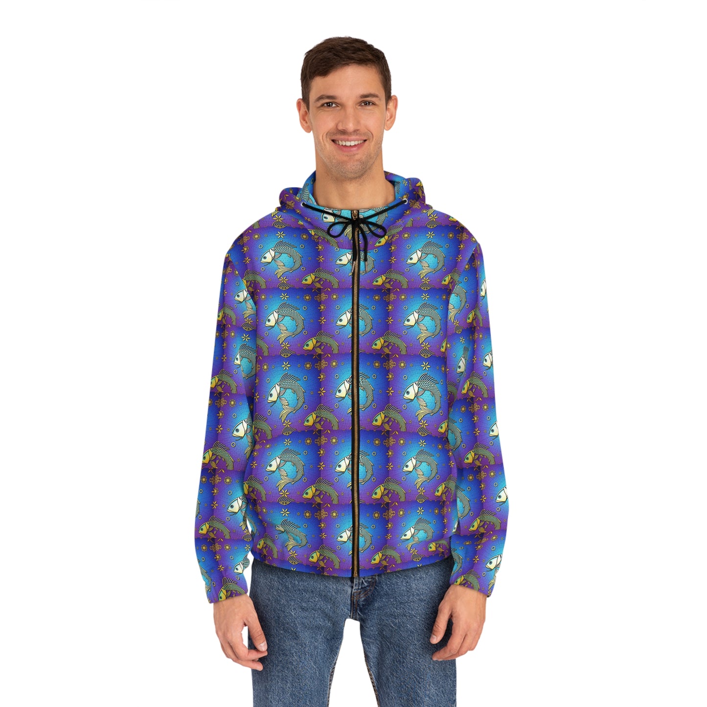 Full-Zip Hoodie (AOP), Pisces, Zodiac, Pattern