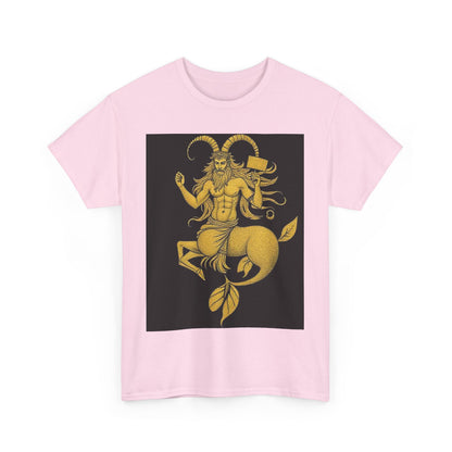 Unisex Heavy Cotton T-Shirt, Capricorn God, Zodiac Design