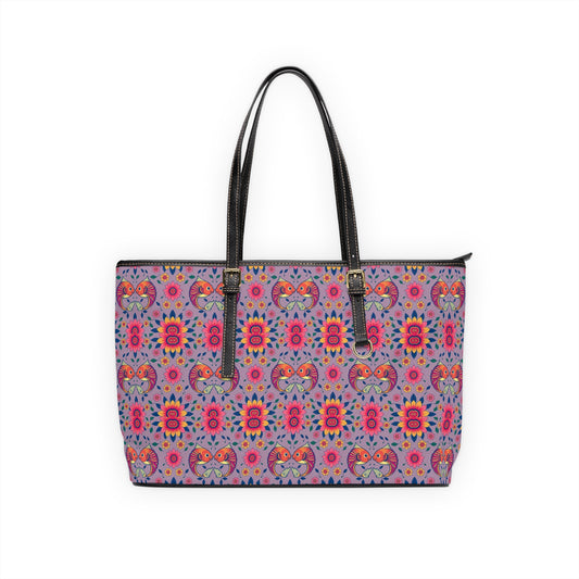 Leather Shoulder Bag, Pisces, Zodiac v1, Flower Pattern
