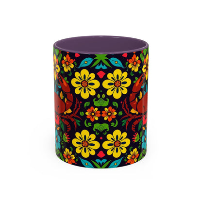 Accent Coffee Mug, Cancer, Zodiac v2, Flower Pattern, (11, 15oz)