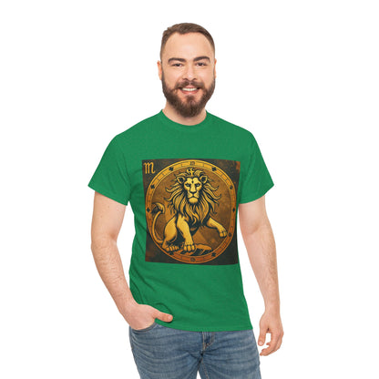 Unisex Heavy Cotton T-Shirt, Gold Lion, Leo Zodiac Design