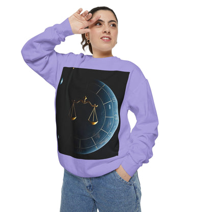 Garment-Dyed Sweatshirt, Unisex, Space Animal Design v1, Libra