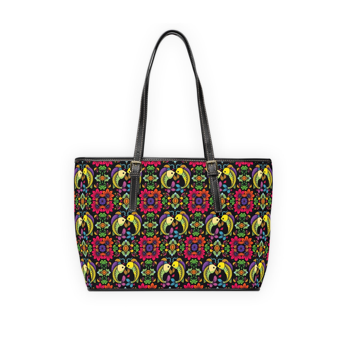 Leather Shoulder Bag, Pisces, Zodiac, Flower Pattern