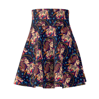 Women's Skater Skirt, (AOP), Sagittarius, Zodiac v3, Sexy Pattern