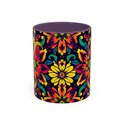 Accent Coffee Mug, Capricorn, Zodiac v4, Flower Pattern, (11, 15oz)