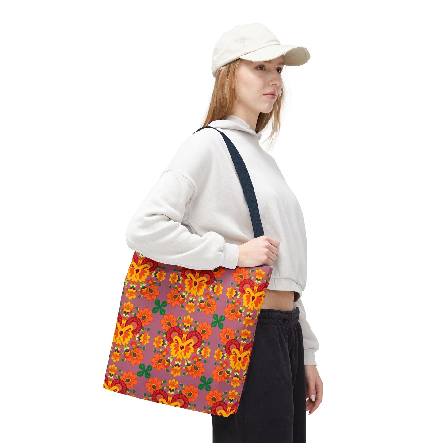 Tote Bag (AOP), Aries, Zodiac v1, Flower Pattern