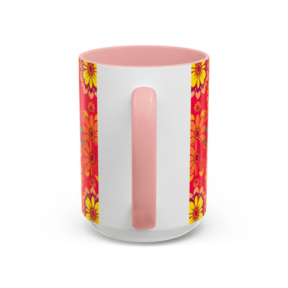 Accent Coffee Mug, Leo, Zodiac v4, Flower Pattern, (11, 15oz)