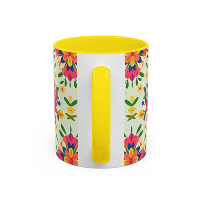 Accent Coffee Mug, Cancer, Zodiac v3, Flower Pattern, (11, 15oz)