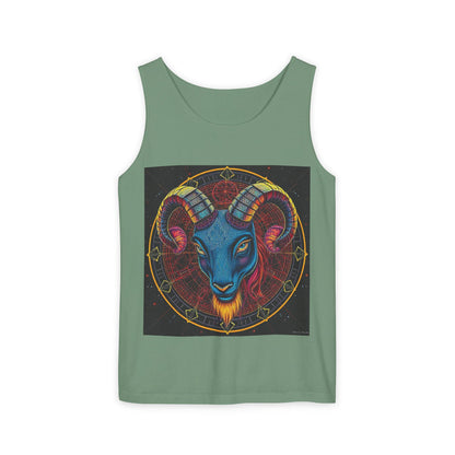 Unisex Garment-Dyed, Tank Top, Aries Design, Pop Art, 100% Ringspun US cotton