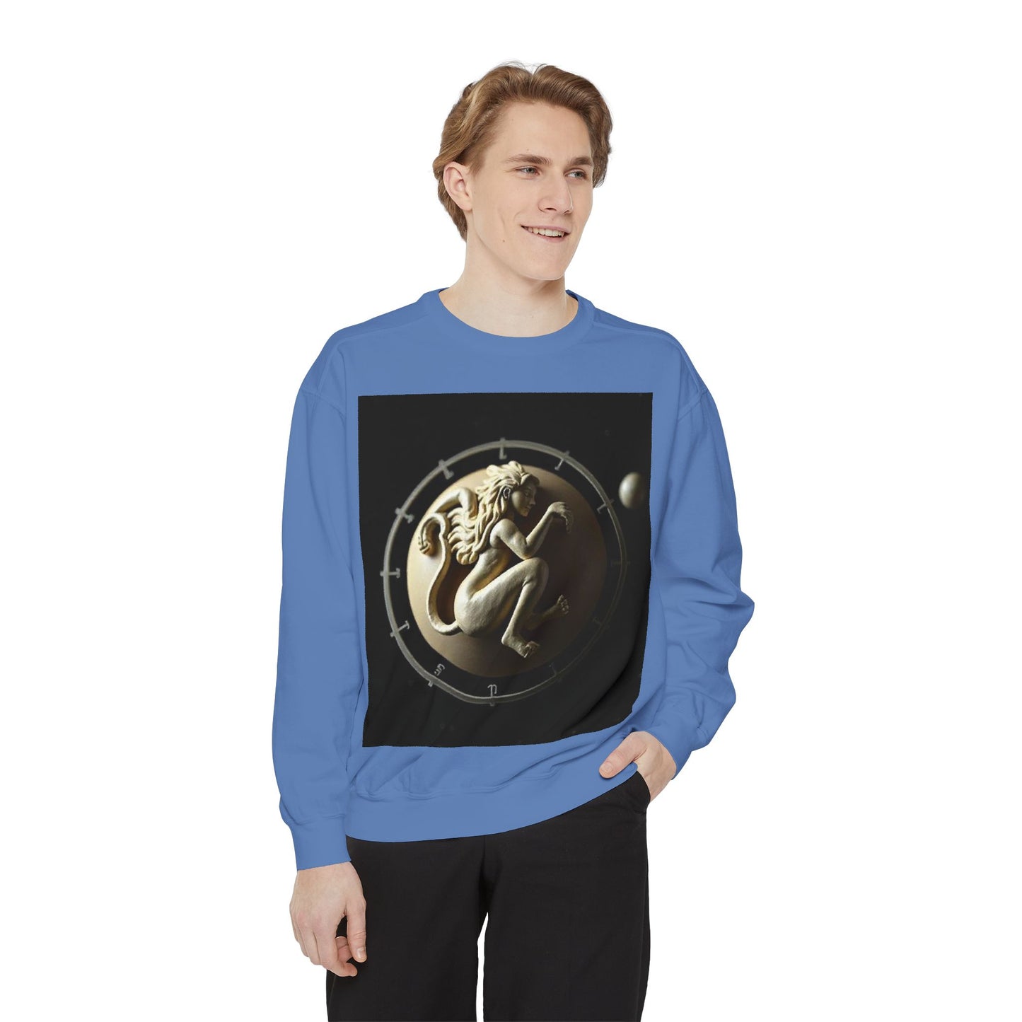 Garment-Dyed Sweatshirt, Unisex, Space Symbol Design, Virgo