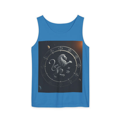 Unisex Garment-Dyed, Tank Top, Leo Design, Space Animal, 100% US cotton