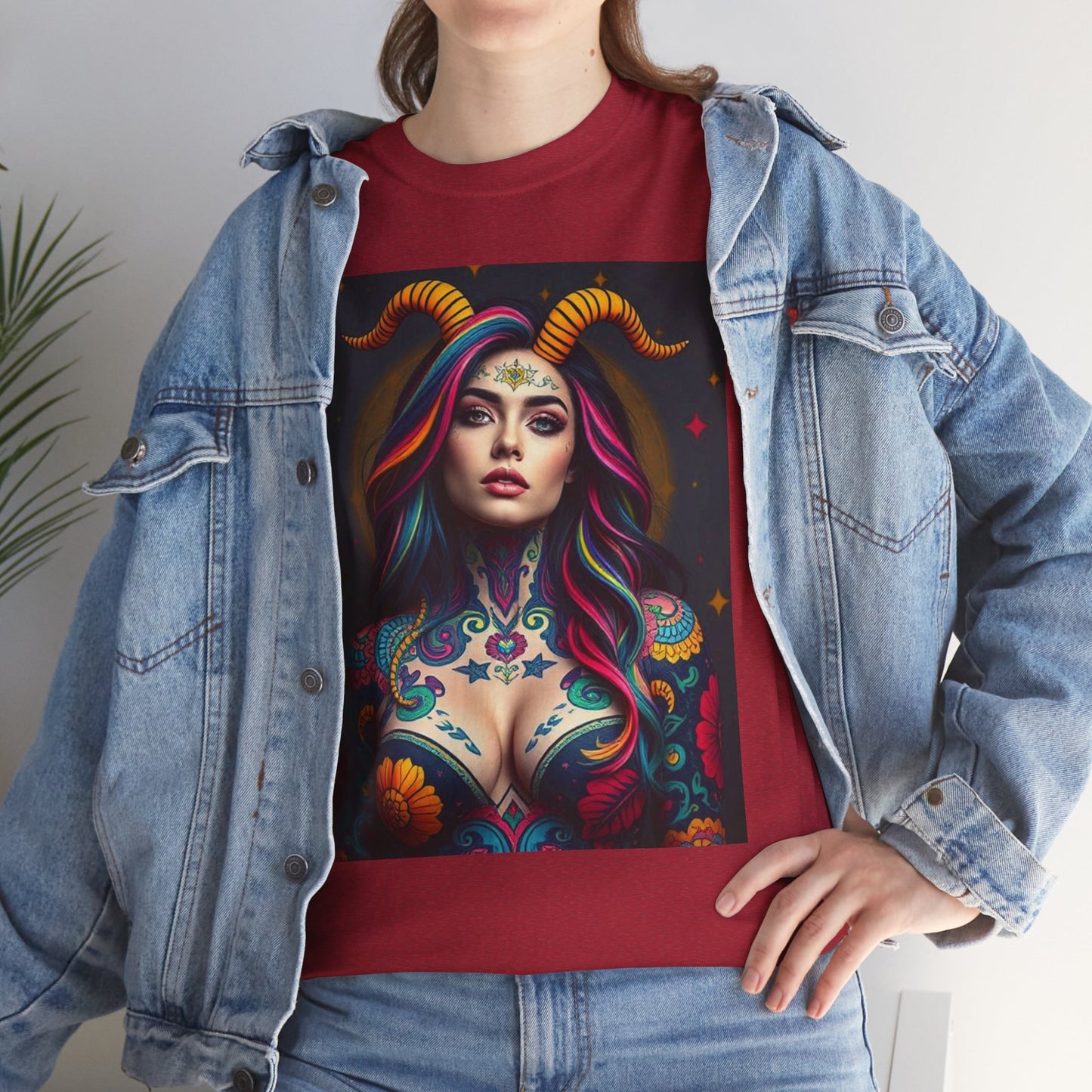 Unisex Heavy Cotton T-Shirt, Capricorn, Zodiac, Sexy Art