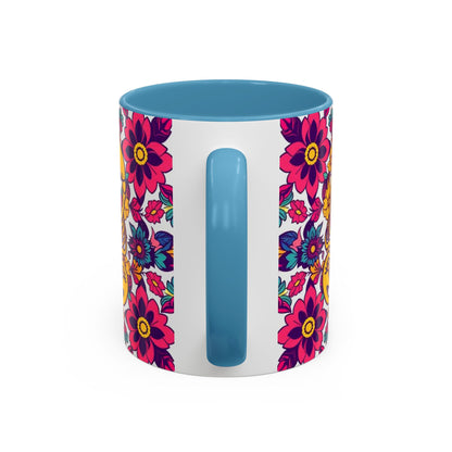 Accent Coffee Mug, Scorpio, Zodiac v2. Flower Pattern, (11, 15oz)