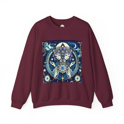 Unisex Heavy Blend™ Crewneck Sweatshirt,Twin Body, Gemini Zodiac Design