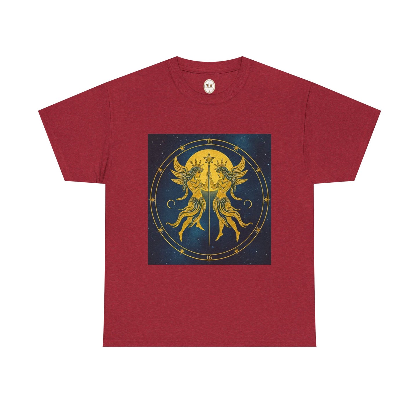 Unisex Heavy Cotton T-Shirt, Space Twins v3, Gemini Zodiac Design