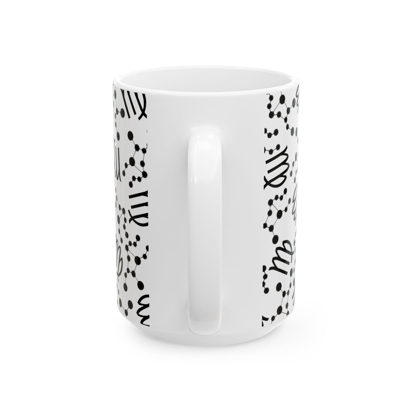 Ceramic Mug, (11oz, 15oz), Ceramic Coffee Mug, AOP, Constellation & Symbol, Virgo Zodiac Design