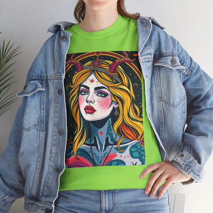 Unisex Heavy Cotton T-Shirt, Virgo, Zodiac v2, Sexy Art