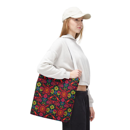 Tote Bag, (AOP), Cancer, Zodiac, Flower Pattern