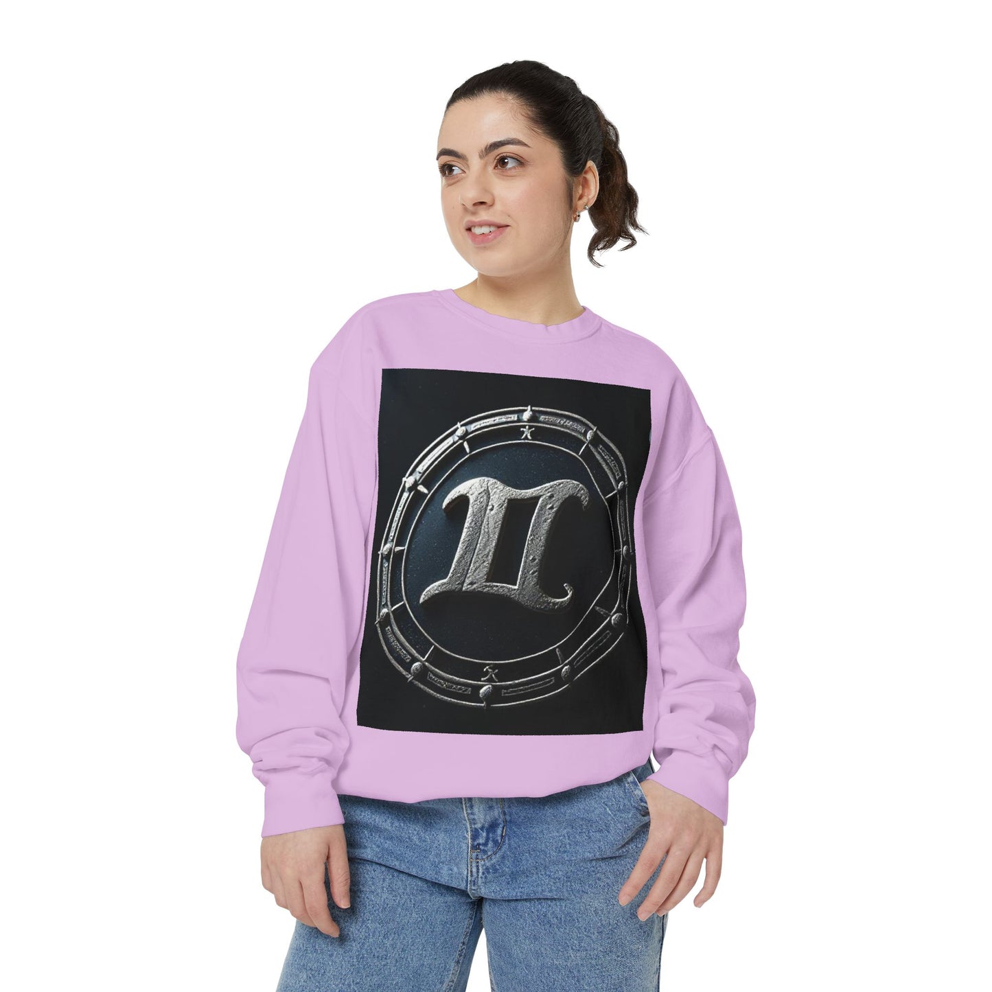 Garment-Dyed Sweatshirt, Unisex, Space Symbol Design v1, Gemini