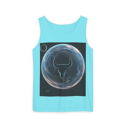 Unisex Garment-Dyed, Tank Top, Taurus Design, Planet Animal v1, 100% US cotton
