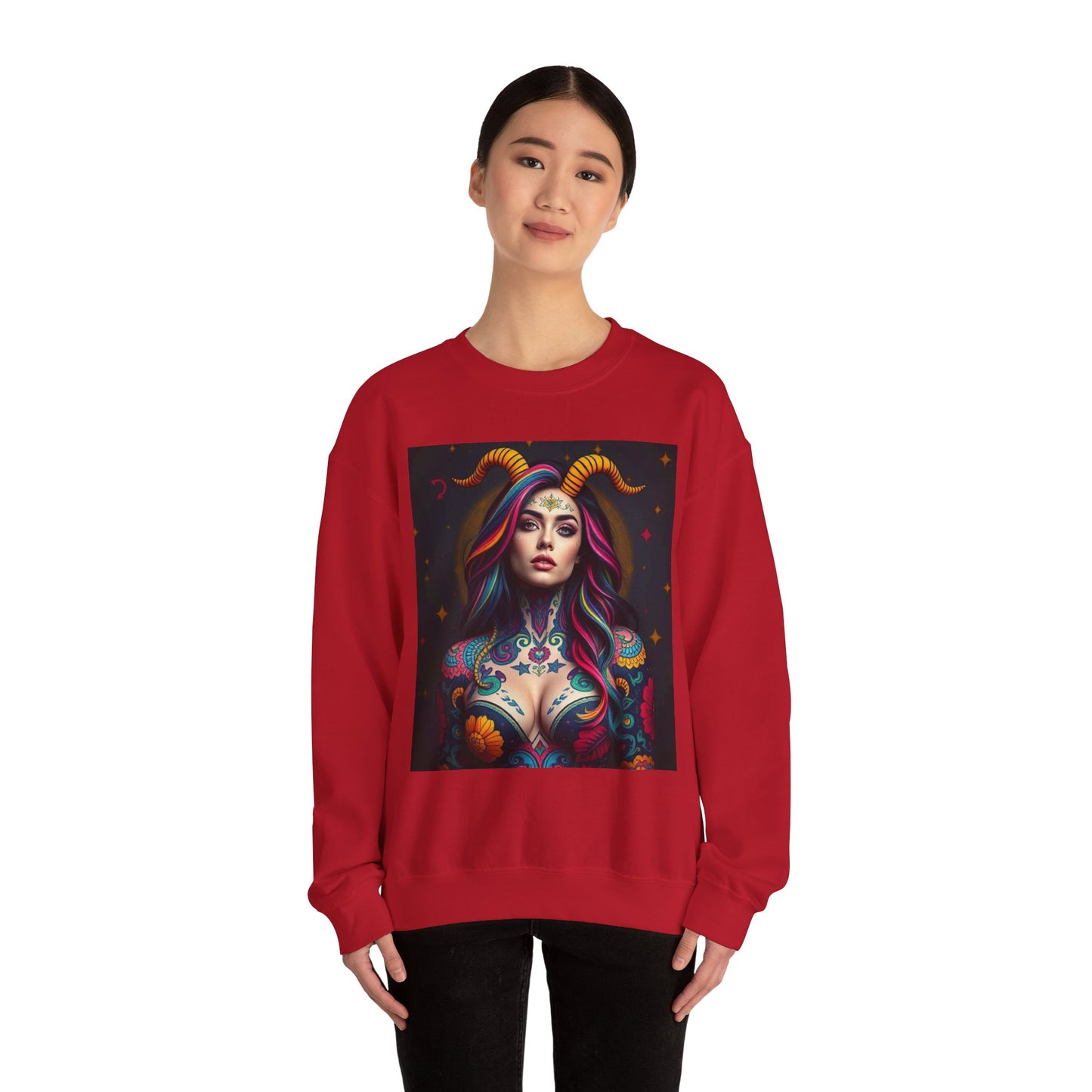 Unisex Heavy Blend™ Crewneck Sweatshirt, Capricorn, Zodiac v3, Sexy Pattern