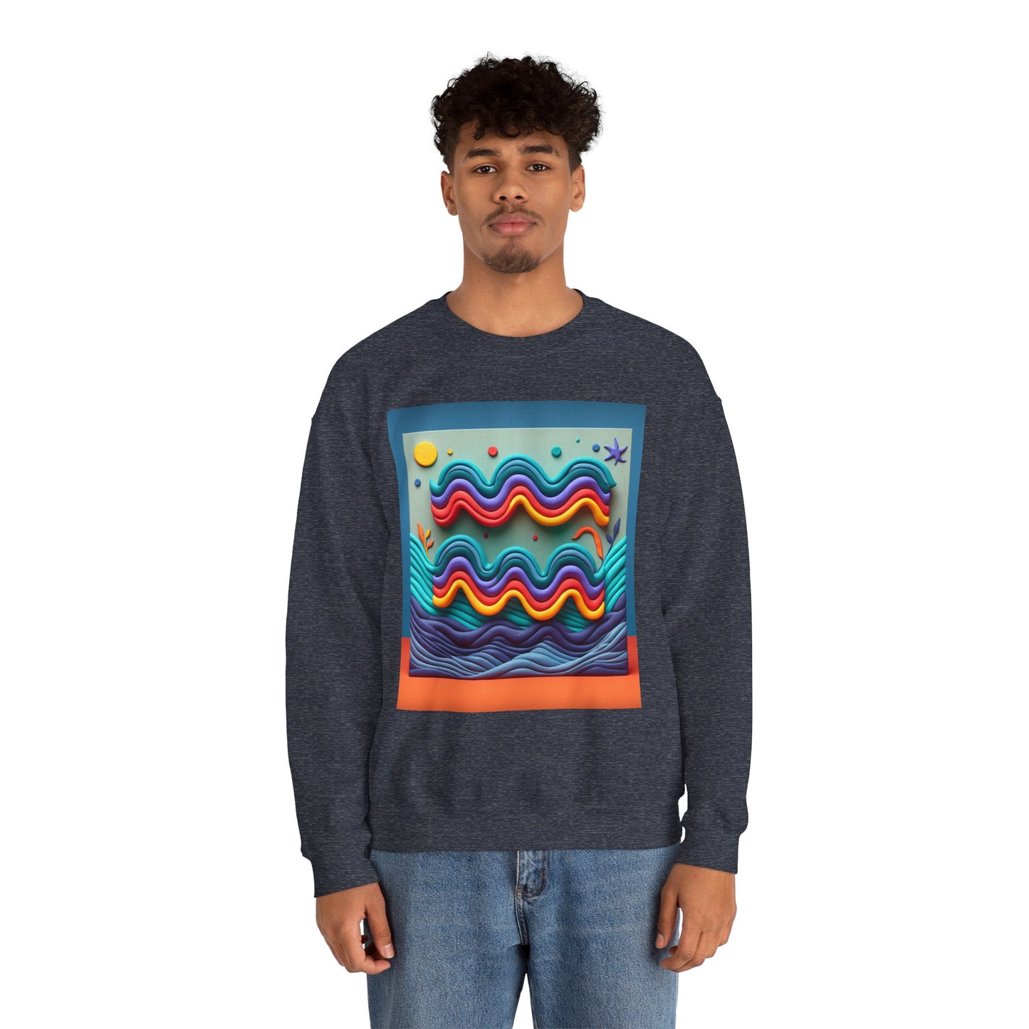 Unisex Heavy Blend™ Crewneck Sweatshirt, Water Painting, Aquarius Zodiac Design