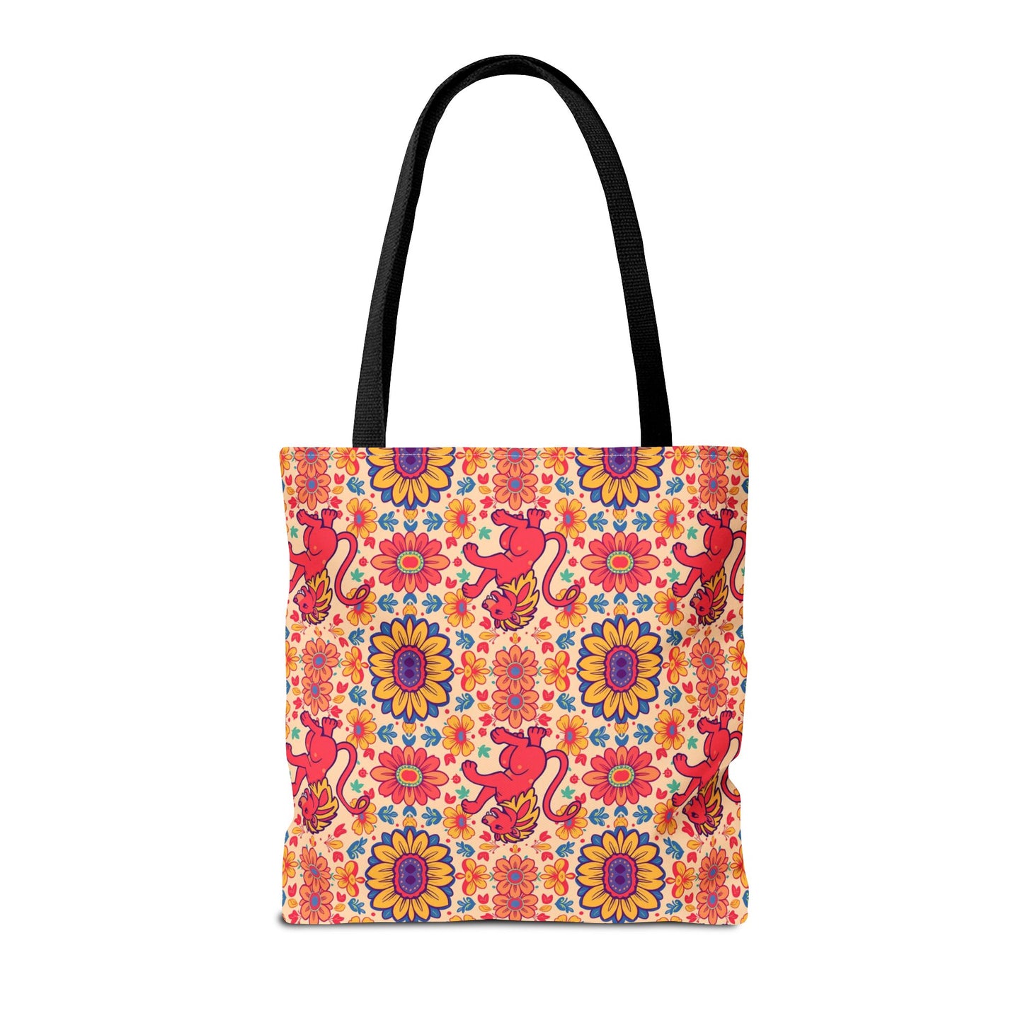 Tote Bag (AOP), Leo, Zodiac v2, Flower Pattern