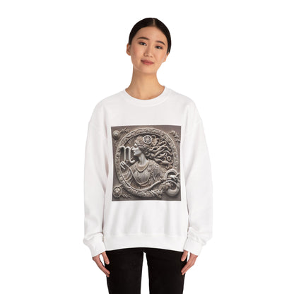 Unisex Heavy Blend™ Crewneck Sweatshirt, Stone Carving, Virgo Zodiac Design